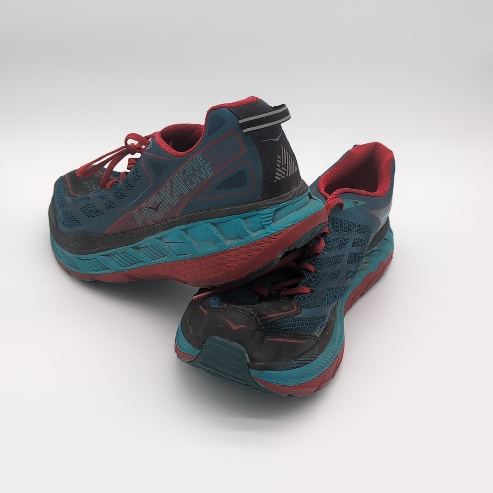 Hoka M Stinson ATR 4 Trail Running Shoes 11.5 Needs Insert Blue Red
